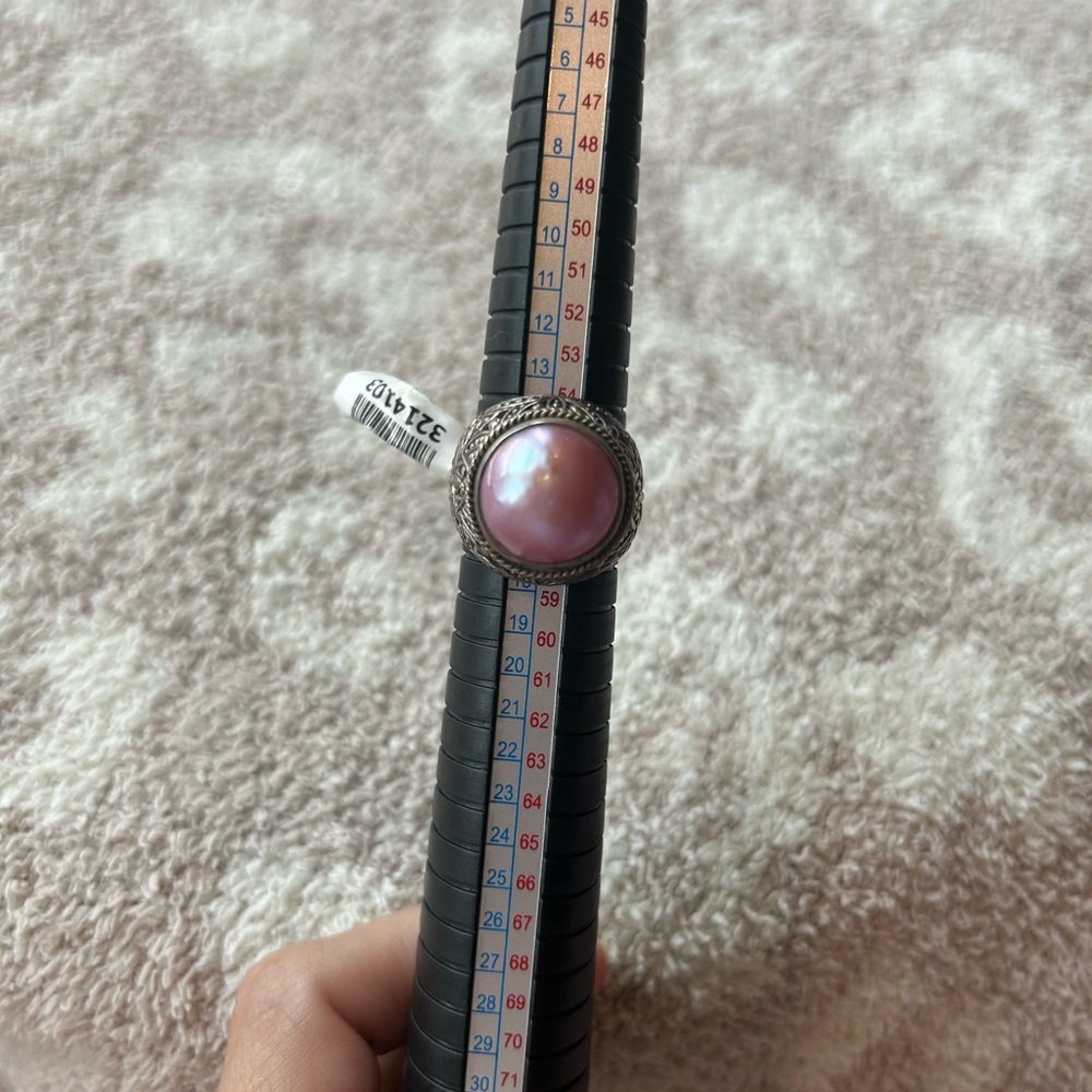 Pink mabe pearl ring